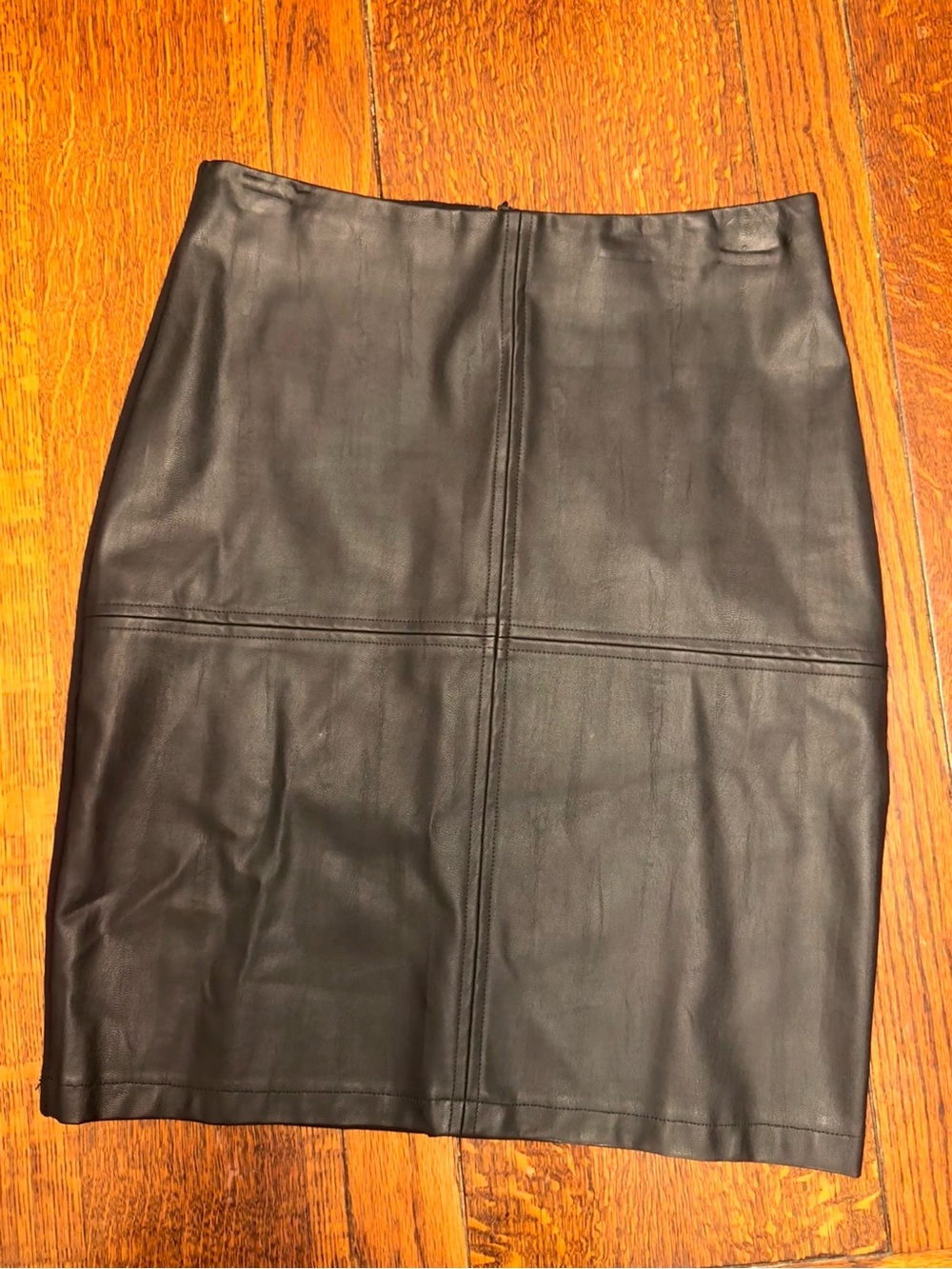Classic Black Leather Pencil Skirt
